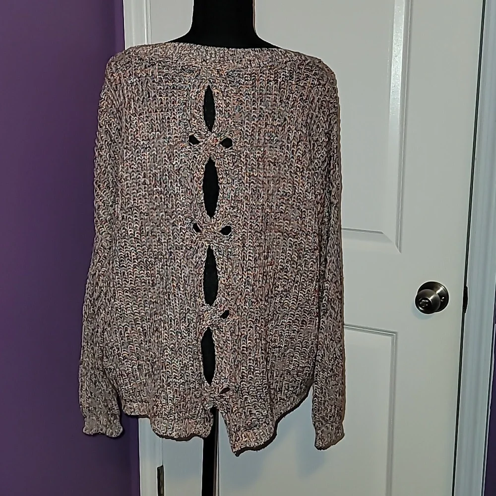 Express Women's Knit Cut Out Back Oversized Sweater - Multicolor Sz: S